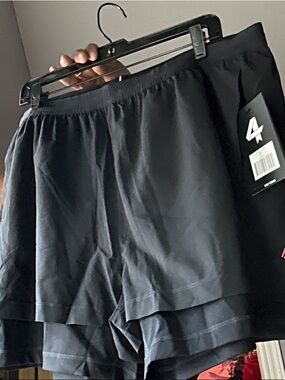 Men's Black Athletic Layered Running Shorts - Lightweight Performance